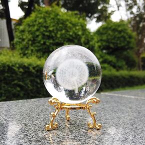 TWINKLING Crystal Ball, Crystal Glass Sphere with Stand, Paperweights Crystal Balls for Witchcraft, Home Decor Accessories Modern Interior Design, 60mm/2.36inch (Air Bubble)