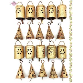 Sparkle Dreams Rustic Style Bells 20 Pieces Made of Tin Mix Shabby Chic Small Cow Bells for Crafts Christmas Tree Jingle Hanging Bells in Kuwait