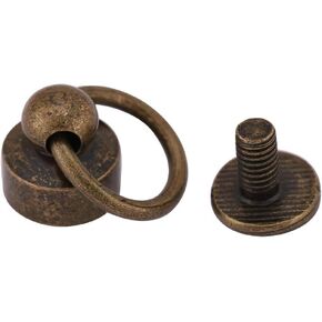 20 Sets Brass Round Pull Ring Rivets Studs,DIY Leather Craft Metal Rivet with Pull Ring Buckle, Leathercraft Screws Nail Rivets for Purse Phone Case Decoration,8mm 4Color(Bronze)