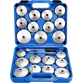 23pcs Aluminum Alloy Cup Type Oil Filter Cap Wrench Socket Removal Tool Set 1/2" Drive Oil Filter Removal Tool Kit, Oil Filter cap Wrench Set