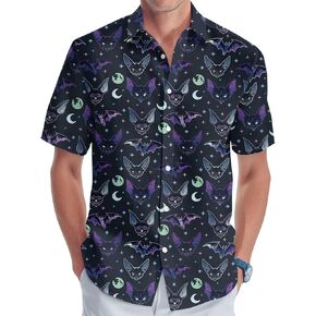 Halloween Shirt for Men Women, Casual Button Up Shirt Unisex, Short Sleeve Hawaiian Aloha Shirts