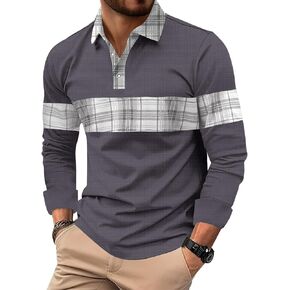 Mens Long Sleeve Halloween Polo Shirts Printed Vintage Striped Casual Golf Shirt (S-XXL)