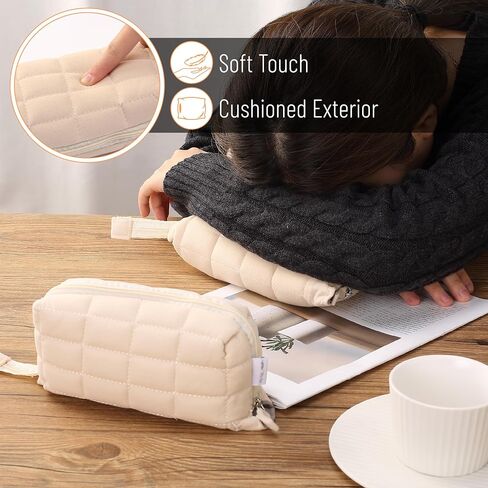 Mr. Pen- Large Capacity Pillow Pencil Case, Beige Pencil Pouch, Pencil Bag, Pen Case, Pen Pouch, Pen Bag, Pencil Pouches, Pencil Bags, School Pencil Case, College Pencil Case, Makeup Pouch in Saudi Arabia