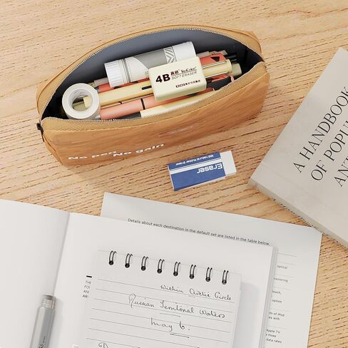 Large Capacity Pencil Case Unique Pencil Pouch, Waterproof Pen Bag Personal Stationery Organizer (Brown paper) in Saudi Arabia