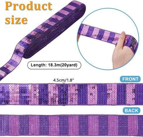 PH PandaHall 20Yards Sequins Trim Paillette Sequins Trim 9 Row Sequins Ribbon Trim Strip Wide Flat Sequin Strip Purple 1.7Inch for DIY Craft Clothing Dress Sewing Curtain Decoration Headband Costume in Saudi Arabia