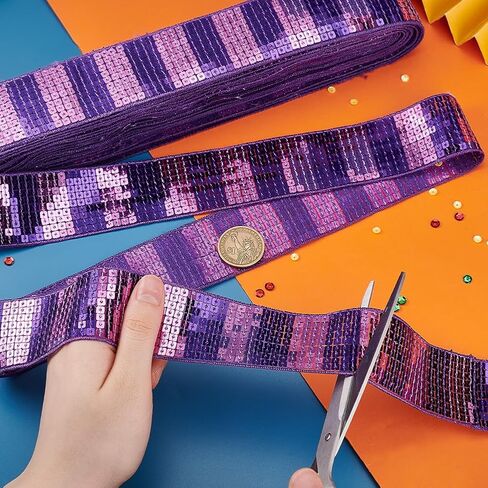 PH PandaHall 20Yards Sequins Trim Paillette Sequins Trim 9 Row Sequins Ribbon Trim Strip Wide Flat Sequin Strip Purple 1.7Inch for DIY Craft Clothing Dress Sewing Curtain Decoration Headband Costume in Saudi Arabia