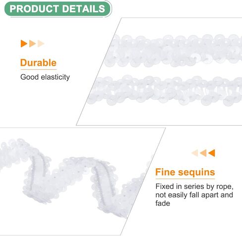 1-Pack Elastic Sequins Trim, 16 Yards 0.8 Inch Flat Paillette Glitters Sequin Trim 2 Row Metallic Sequins Trim for Craft Sewing Trimming/Dress Embellish Headband [Golden] in Saudi Arabia
