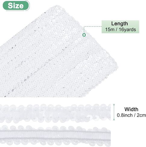 1-Pack Elastic Sequins Trim, 16 Yards 0.8 Inch Flat Paillette Glitters Sequin Trim 2 Row Metallic Sequins Trim for Craft Sewing Trimming/Dress Embellish Headband [Golden] in Saudi Arabia