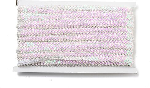 About 22 Yards 3/8 Inch White Sequin Trim Beaded Sequins Ribbon Braid Bling Metallic Paillette Scalloped Lace Edging Trimming for Sewing Making Gift Wrapping DIY Christmas Tree Decor Supply in Saudi Arabia