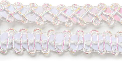 About 22 Yards 3/8 Inch White Sequin Trim Beaded Sequins Ribbon Braid Bling Metallic Paillette Scalloped Lace Edging Trimming for Sewing Making Gift Wrapping DIY Christmas Tree Decor Supply in Saudi Arabia