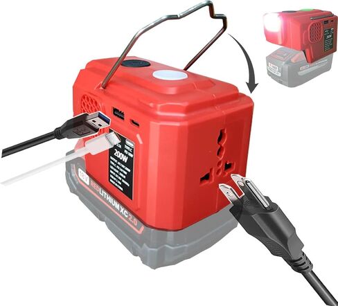 200W Power Inverter for Milwaukee M18 Battery, DC 20V to AC 110-120V Battery 18V Inverter,Battery Powered Outlet with 1 USB Ports & 1 Type-C & 1 AC Outlet,LED Portable Power Station Adapt(No Battery) in Saudi Arabia