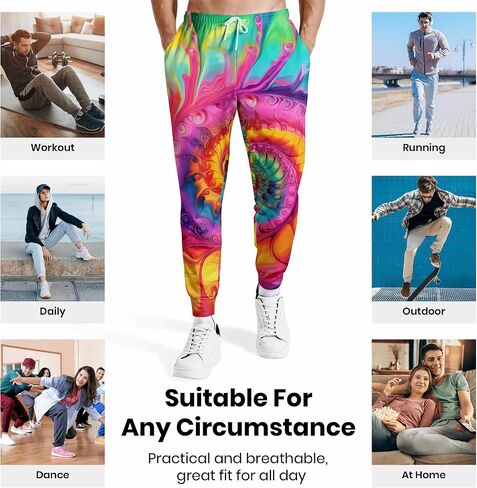 Men's Athletic Jogger Pants Lightweight Sweatpants Casual Pants with Pockets for Running Workout 80s 90s Party Rave Outfit in Saudi Arabia