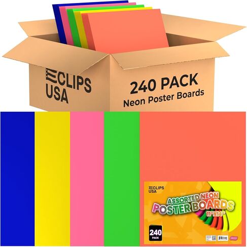 Poster Board, Poster Paper 11x14, Assorted Neon Colored Poster Board, Poster Board Bulk, Large Poster Board, Posterboards Assorted Colors, School Supplies, (50 Pack) in Saudi Arabia
