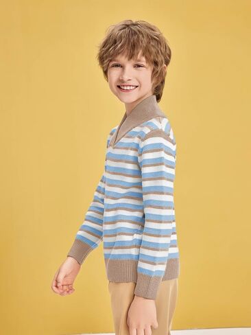 Haloumoning Boys Long Sleeve Pullover Sweater Shawl Collar Cable Knit Fall Winter Sweaters 4-12 Years in Saudi Arabia