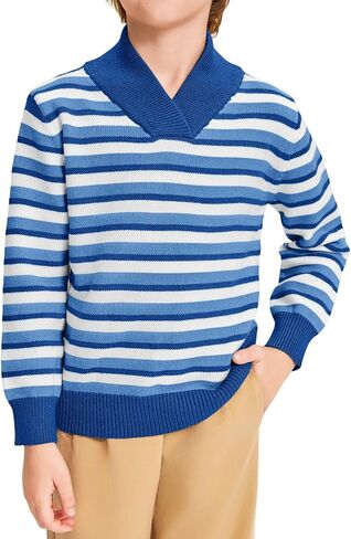 Haloumoning Boys Long Sleeve Pullover Sweater Shawl Collar Cable Knit Fall Winter Sweaters 4-12 Years in Saudi Arabia