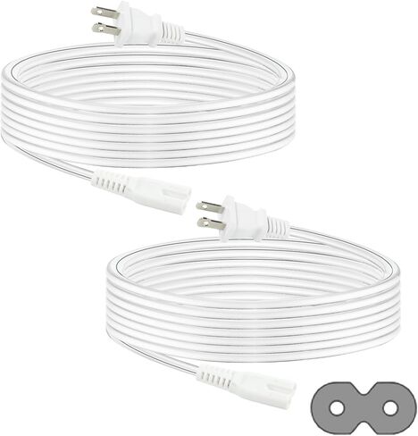 سلك طاقة التلفزيون - قابس مستقطب بطول 6 أقدام وشقين NEMA 1-15P إلى C7 الشكل 8 سلك إمداد بديل بفتحتين متوافق مع PS4/مكبر الصوت/الشاشة/الطابعة/التلفزيون (أسود-18AWG) in Kuwait