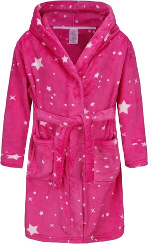 Girls Fleece Hooded Robes Soft Plush Bathrobe for Kids 2-16 Years in Kuwait