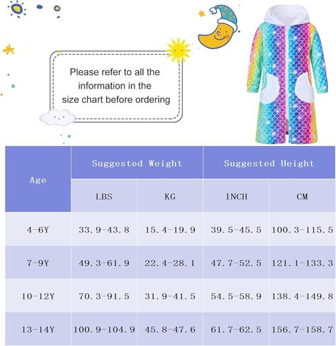 Funnycokid Girls Robe Kids Hooded Bathrobe Zip Fleece Fuzzy Soft Pajamas Plush Sleepwear 4-14 Years in Kuwait
