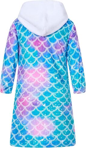 Funnycokid Girls Robe Kids Zip Hooded Bathrobe 4-14 Years | Fleece Bath Robes Fuzzy Soft Plush Sleepwear in Saudi Arabia
