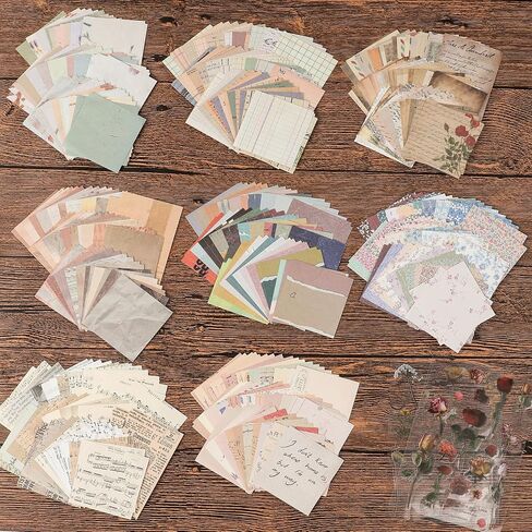 517 Pcs Vintage Scrapbook Paper,Scrapbook Supplies Stickers,Journaling Supplies Kit Include 37 Pcs Flowers Stickers Aesthetic Journal Paper for Planner,Bullet Journaling,Junk Journal Paper in Saudi Arabia