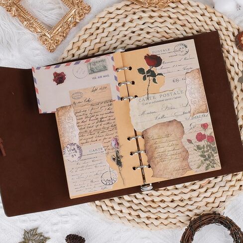 517 Pcs Vintage Scrapbook Paper,Scrapbook Supplies Stickers,Journaling Supplies Kit Include 37 Pcs Flowers Stickers Aesthetic Journal Paper for Planner,Bullet Journaling,Junk Journal Paper in Saudi Arabia