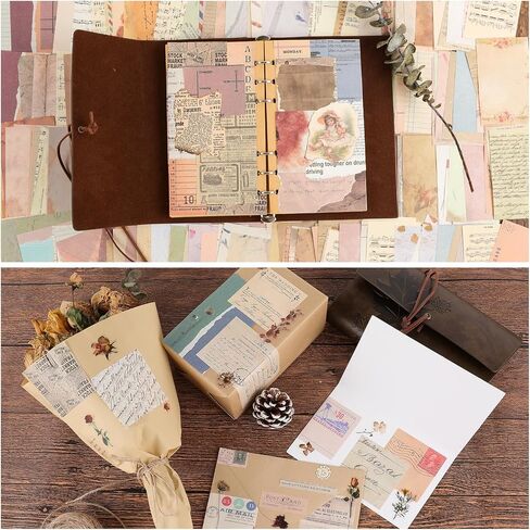517 Pcs Vintage Scrapbook Paper,Scrapbook Supplies Stickers,Journaling Supplies Kit Include 37 Pcs Flowers Stickers Aesthetic Journal Paper for Planner,Bullet Journaling,Junk Journal Paper in Saudi Arabia