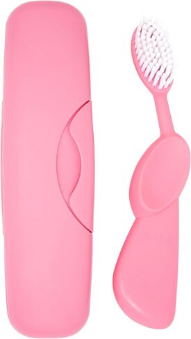 RADIUS Toothbrush Original Big Brush, BPA Free ADA Accepted - Right Hand - Pink Brush with Pink Case in Saudi Arabia