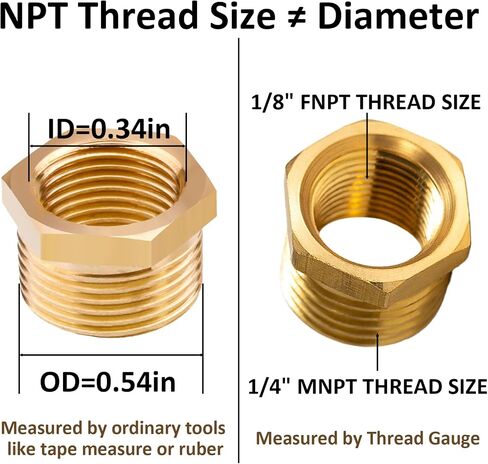 تركيب الأنابيب النحاسية المخفض جلبة سداسية 1/2 NPT ذكر x 1/4 NPT أنثى محول (حزمة من 2) in Kuwait
