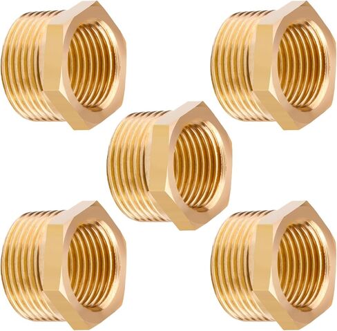 تركيب الأنابيب النحاسية المخفض جلبة سداسية 1/2 NPT ذكر x 1/4 NPT أنثى محول (حزمة من 2) in Kuwait