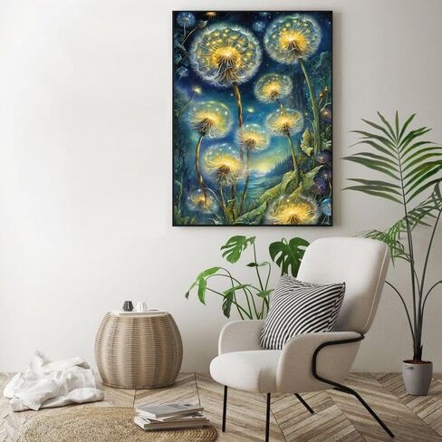 Amzdiyfun Dandelion Paint by Numbers Kit for Adult,Art Acrylic Adult Paint by Number Kits on Canvas,DIY Paint by Numbers Without Frame for Home Wall Decor,16x20Inch. in Saudi Arabia