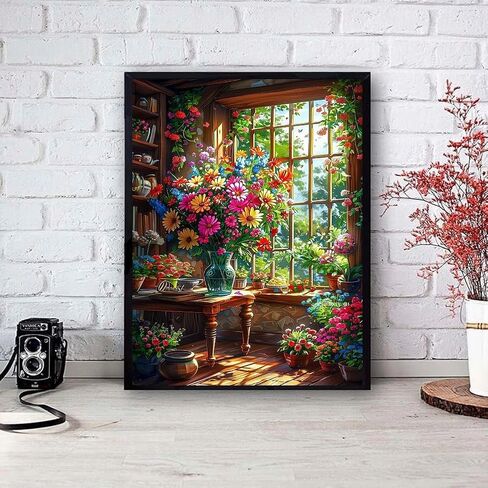 LWZAYS Flower Paint by Number Kit for Adults Canvas, Flower Paint by Numbers for Adults Beginners Canvas, Daisy Vase Painting by Numbers for Gift Decor - 12x16 Inch in Saudi Arabia