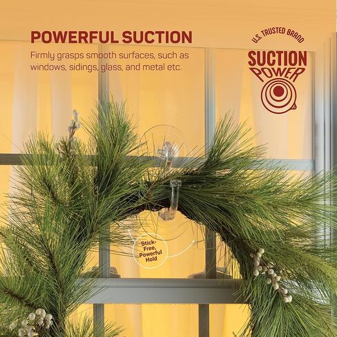 SEWANTA Christmas Wreath Hanger for Glass Front Door - Giant Suction Wreath Hanger, Hang Large or Heavy Wreaths Securely on Glass Doors and Windows up to 20 Lbs - Heavy Duty Wreath Holders - USA Made in Saudi Arabia