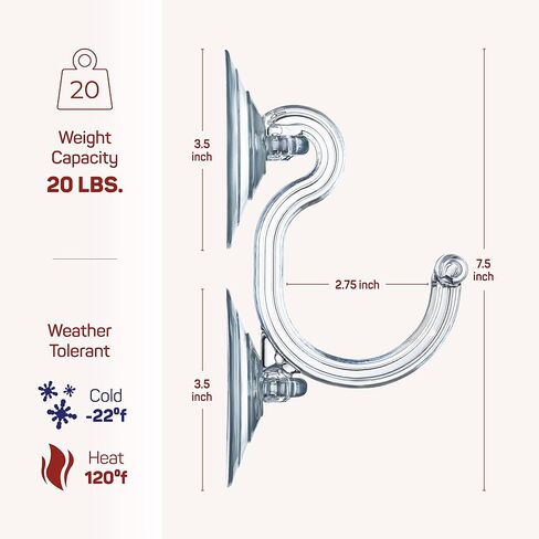 SEWANTA Christmas Wreath Hanger for Glass Front Door - Giant Suction Wreath Hanger, Hang Large or Heavy Wreaths Securely on Glass Doors and Windows up to 20 Lbs - Heavy Duty Wreath Holders - USA Made in Saudi Arabia