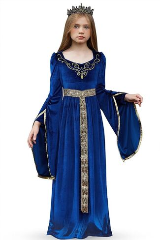 BesserBay Girls Halloween Medieval Renaissance Princess Elegant Dress Queen Velvet Outfit 4-14 Years in Saudi Arabia