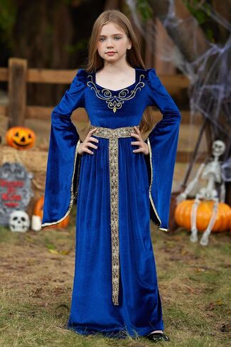 BesserBay Girls Halloween Medieval Renaissance Princess Elegant Dress Queen Velvet Outfit 4-14 Years in Saudi Arabia