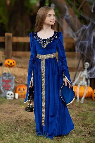 BesserBay Girls Halloween Medieval Renaissance Princess Elegant Dress Queen Velvet Outfit 4-14 Years in Saudi Arabia