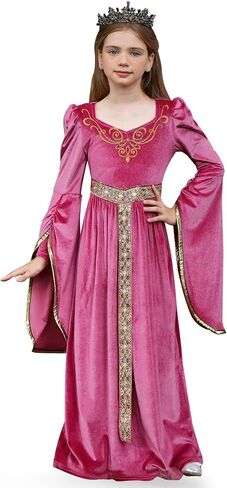 BesserBay Girls Halloween Medieval Renaissance Princess Elegant Dress Queen Velvet Outfit 4-14 Years in Saudi Arabia