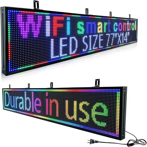 programmable led sign custom scrolling digital signage display screen outdoor for business electronic message board advertising marquee word light Wifi Control High Brightness Neon 77"X14" in Saudi Arabia