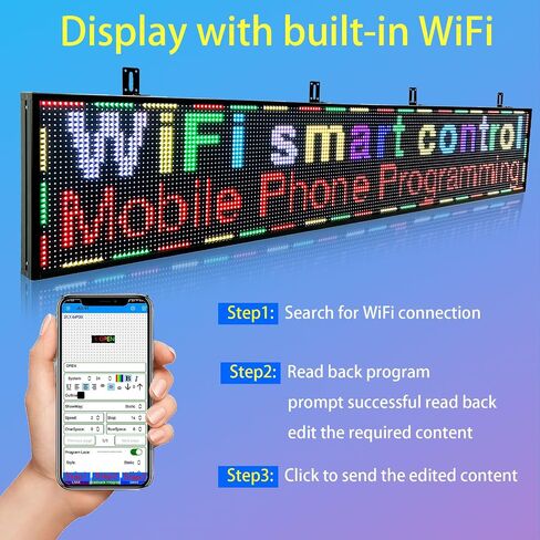 programmable led sign custom scrolling digital signage display screen outdoor for business electronic message board advertising marquee word light Wifi Control High Brightness Neon 77"X14" in Saudi Arabia