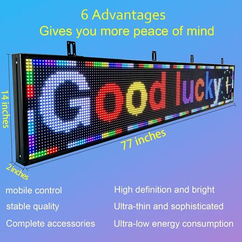 programmable led sign custom scrolling digital signage display screen outdoor for business electronic message board advertising marquee word light Wifi Control High Brightness Neon 77"X14" in Saudi Arabia