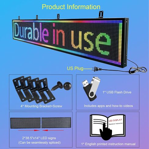 programmable led sign custom scrolling digital signage display screen outdoor for business electronic message board advertising marquee word light Wifi Control High Brightness Neon 77"X14" in Saudi Arabia