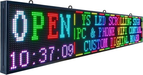 شاشة YS خارجية P10 LED (77 بوصة × 14 بوصة)، لوحة رسائل لافتة LED قابلة للبرمجة، شاشات عرض رقمية كاملة الألوان مع تقنية SMD للإعلان والأعمال، تطبيق + علامة LED عالية الدقة للتحكم في WiFi in Saudi Arabia