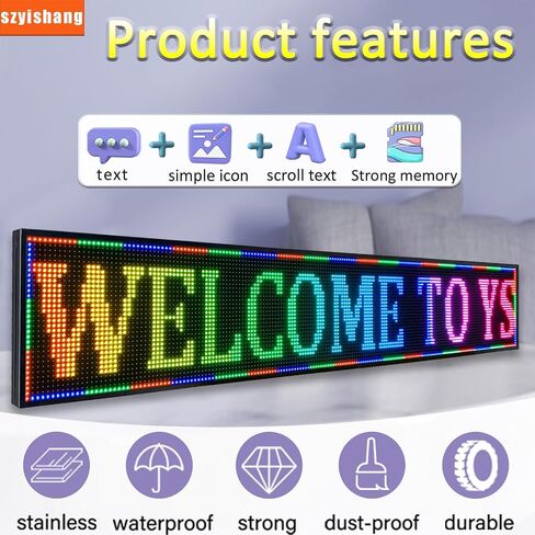 شاشة YS خارجية P10 LED (77 بوصة × 14 بوصة)، لوحة رسائل لافتة LED قابلة للبرمجة، شاشات عرض رقمية كاملة الألوان مع تقنية SMD للإعلان والأعمال، تطبيق + علامة LED عالية الدقة للتحكم في WiFi in Saudi Arabia