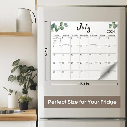 Aesthetic 2025-2026 Magnetic Calendar for Refrigerator, 21-Month Fridge Calendar Magnet from October 2025 to June 2027, Greenery Design for Easy Organizing in Kuwait