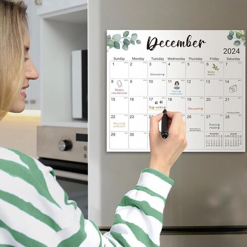 Aesthetic 2025-2026 Magnetic Calendar for Refrigerator, 21-Month Fridge Calendar Magnet from October 2025 to June 2027, Greenery Design for Easy Organizing in Kuwait