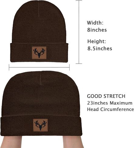 Deer Hunting Beanie Hat, Cute Funny Leather Patch Winter Knit Skull Cap Hunting Gifts for Adult Men Women in Saudi Arabia