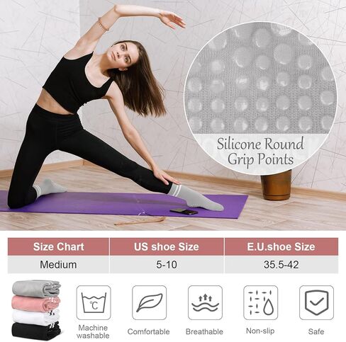 YSense Pilates Grip Socks for Women with Non Slip, Yoga Barre Socks Grippy Socks for Pilates, Dance, Ballet, Barre, Hospital in Kuwait