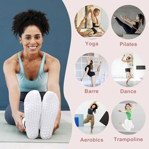 YSense Pilates Grip Socks for Women with Non Slip, Yoga Barre Socks Grippy Socks for Pilates, Dance, Ballet, Barre, Hospital in Kuwait