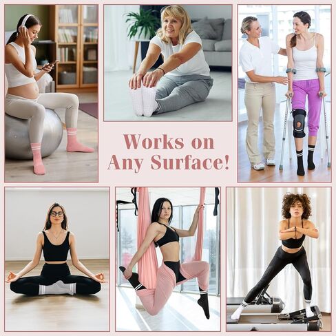 YSense Pilates Grip Socks for Women with Non Slip, Yoga Barre Socks Grippy Socks for Pilates, Dance, Ballet, Barre, Hospital in Kuwait