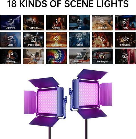 GVM RGB LED Video Light, Photography Lighting with APP Control, 1000D Video Lighting Kit for YouTube Studio, 3 Packs Led Panel Light, 3200K-5600K, 8 Kinds of The Scene Lights, CRI 97 (3 Packs 1000D) in Saudi Arabia
